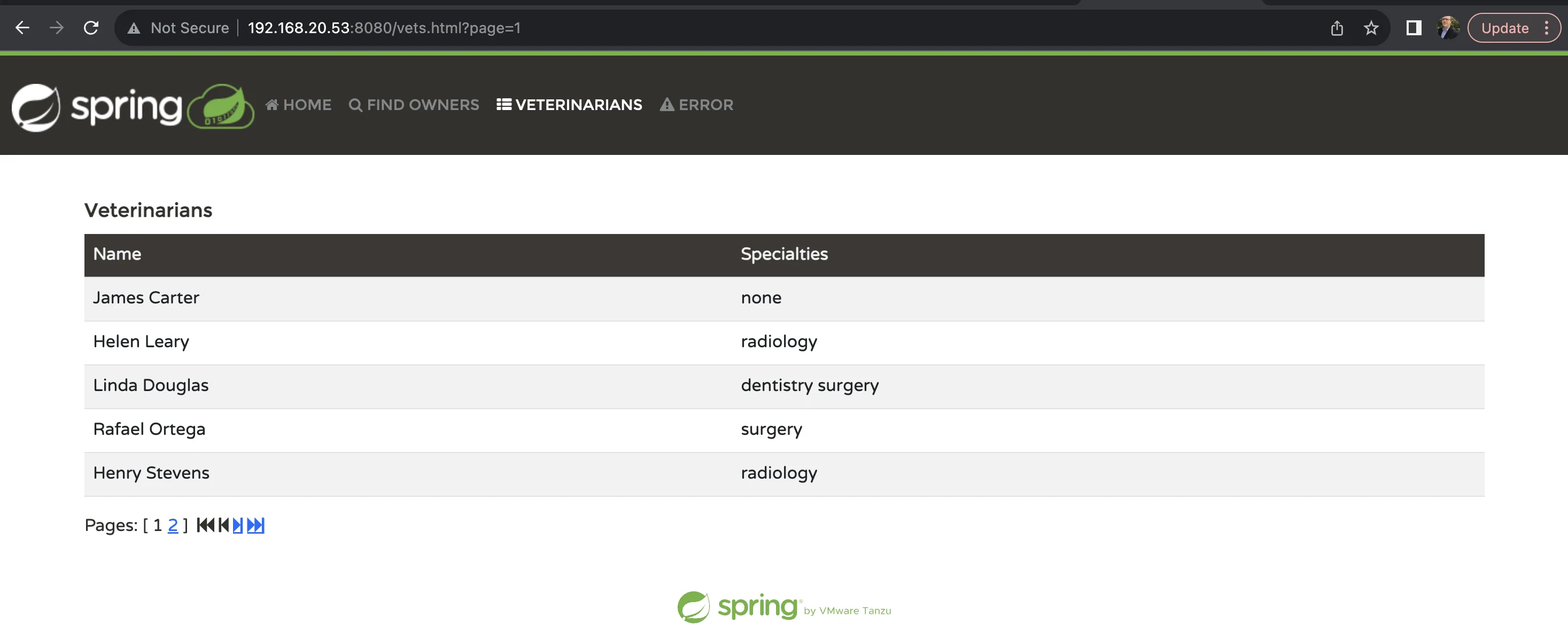 Pet-clinic test application