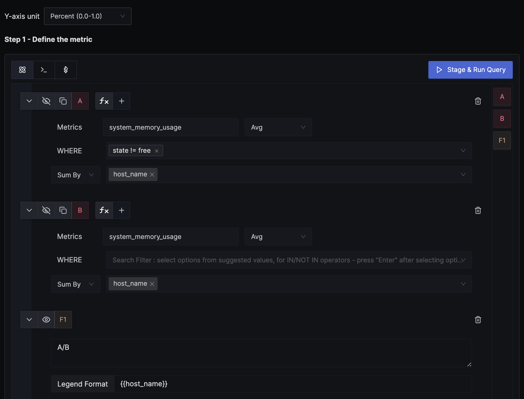 metrics builder query for memory usage