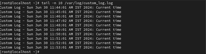 Latest cronjob log entries