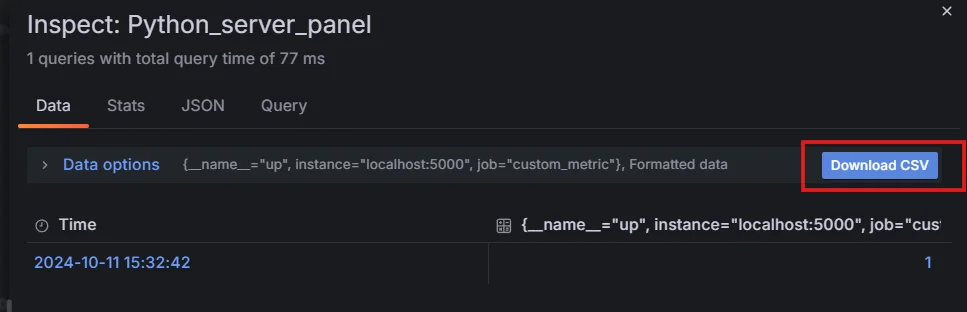 Export Grafana moving average calculations for further analysis